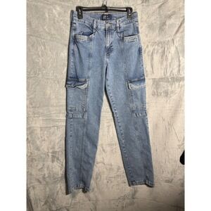 GAP‎ 90s Loose Cargo Jeans Medium Wash Women Size 4 27L